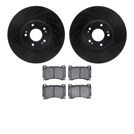 DYNAMIC FRICTION CO 8502-03047, Rotors-Drilled and Slotted-Black with 5000 Advanced Brake Pads, Zinc Coated 8502-03047